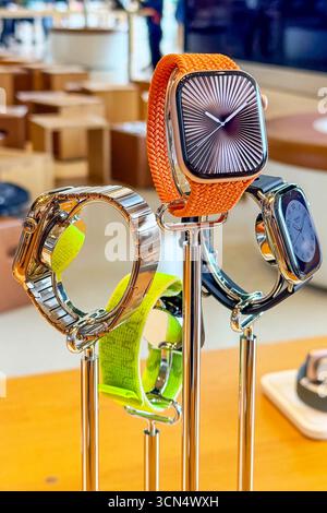 BANGKOK, THAILAND - Sep 19, 2025 :A new Apple Watch is displayed at the Apple Store ICONSIAM shopping mall Stock Photo