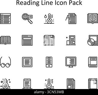 20 scalable Line-style icons based on the Reading theme. Perfect for clean and professional design work. Stock Vector