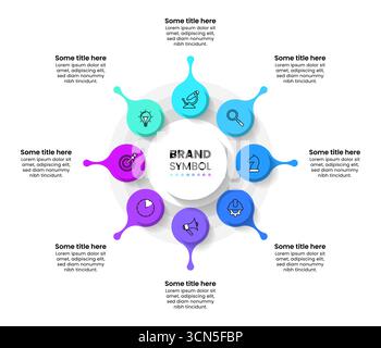 Infographic template with icons and 8 options or steps. Can be used for workflow layout, diagram, banner, webdesign. Vector illustration Stock Vector