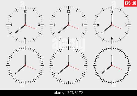 clock 12 40 minimalist clock icon symbol set vector illustration Stock Vector