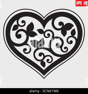Design, Heart Design for Graphic and Plywood, Partition, Cnc Router Design Foamsheet, Acrylic and CNC Machine Cutting, EPS File. vector Stock Vector