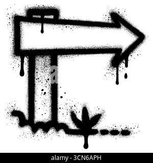 Signpost on the crossroad in graffiti style, arrows showing directions Stock Vector