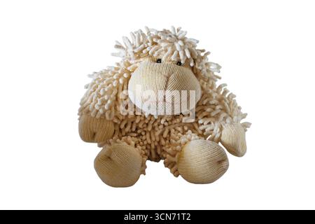 cute soft cuddly toy sheep isolated on white background Stock Photo