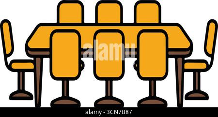 Round business meeting table illustrations Stock Vector
