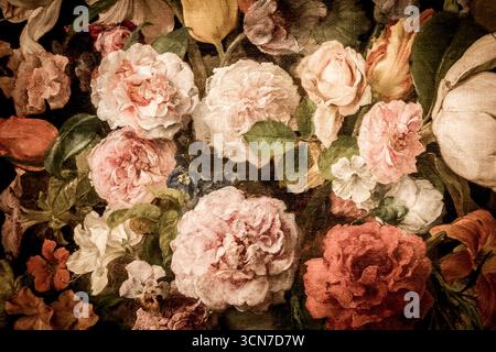 Grunge baroque flowers background. Antique design, floral ornament, romantic style Stock Photo