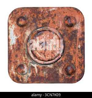 Close-up of rusty metal plate with bolts and corrosion texture. Perfect for concepts of industry, decay, grunge and vintage design. Stock Photo
