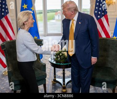 DONALD TRUMP, US President with Ursula von der Leyen, President of the European Commission at the White House on 27 July 2025. Stock Photo