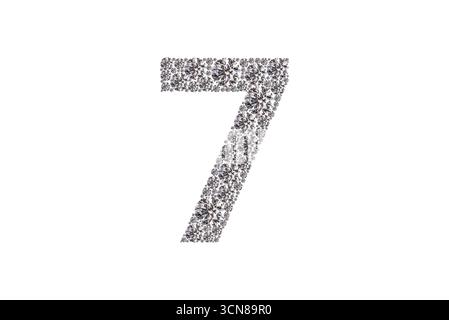 A close up of the number seven with diamonds. The number seven is surrounded by a diamond pattern Stock Photo