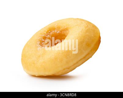 Side view of one brown sugar glazed cinnamon donut is isolated on white background with clipping path. Stock Photo