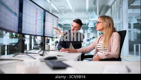 Manager Reviewing Medical Billing Audit Using Computer For Accounting Reports. Stock Photo