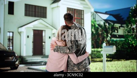 Veteran Realtor Hands Keys To Happy Young Couple Buying House Stock Photo
