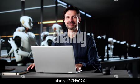 Innovative Engineers Develop Advanced Artificial Intelligence Software For Humanoid Robots Stock Photo