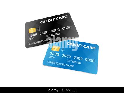 Credit Card, Debit Card or ATM Card. Vector Illustration Isolated on White Background. Stock Vector
