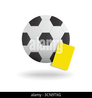 Football and Yellow Card. Vector Illustration Isolated on White Background. Stock Vector