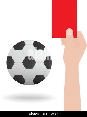 Hand Holding Red Card for Football Match. Vector Illustration. Stock Vector