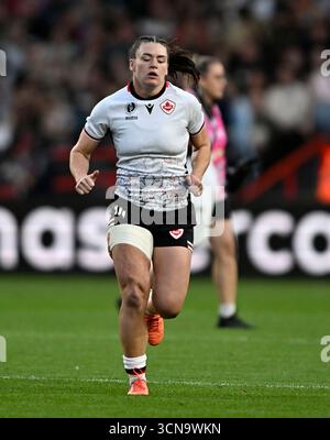 Bristol, United Kingdom. 19th Sep, 2025. Womens Rugby World Cup 2025. New Zealand V Canada. Ashton Gate Stadium. Bristol. Alysha Corrigan (Canada) during the New Zealand V Canada Womens Rugby World Cup Semi Final 1 rugby match. Credit: Sport In Pictures/Alamy Live News Stock Photo