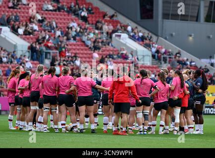 Bristol, United Kingdom. 19th Sep, 2025. Womens Rugby World Cup 2025. New Zealand V Canada. Ashton Gate Stadium. Bristol. The Canada team huddle during the New Zealand V Canada Womens Rugby World Cup Semi Final 1 rugby match. Credit: Sport In Pictures/Alamy Live News Stock Photo