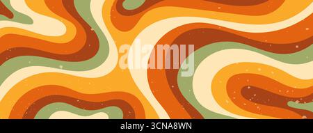 Zebra groovy abstract background. Wavy color hippie horizontal lines. Stock Vector