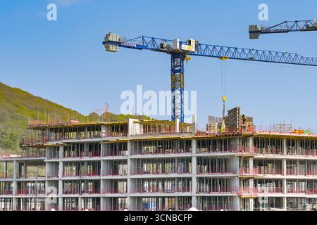 Kingswear, Devon, England, UK - 24 April 2025: New luxury hotel under construction on the banks of the River Dart Stock Photo