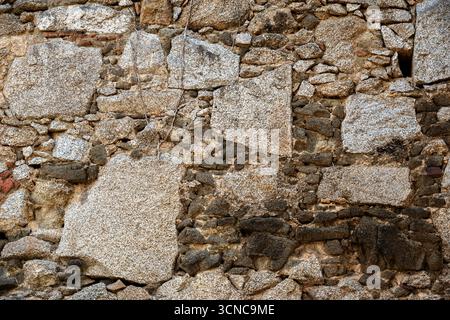 Fragment of a stone wall, built from rough stones of various sizes. For use as an abstract background and textures. Stock Photo