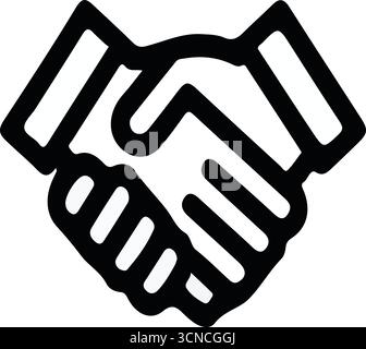 Black and white handshake icon illustrations Stock Vector