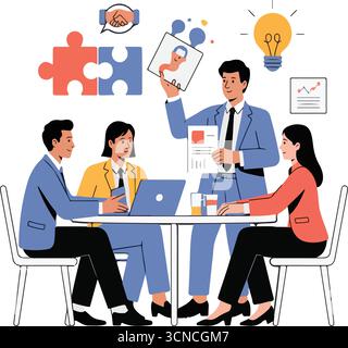 Team collaboration and project planning illustrations Stock Vector