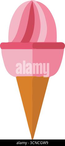 Strawberry ice cream cone illustrations Stock Vector