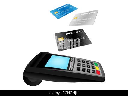 POS - Point of Sale Terminal, Credit Card Reader Machine or Payment Machine for Credit Card. Vector Illustration. Stock Vector