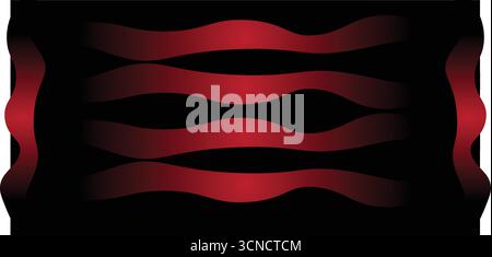 Abstract Red Wave Lines on Black Background Stock Vector