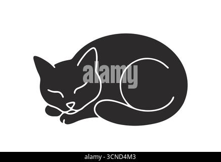 Black Cat Silhouette on Deep Yellow Background Stock Vector