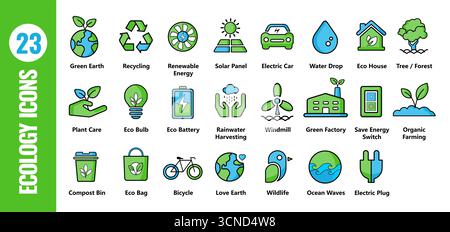 Eco-Friendly Two-Color Icons Collection Stock Vector