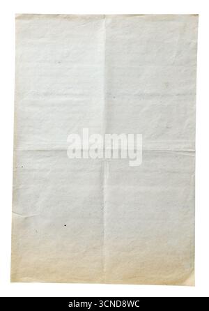 unfolded blank sheet of retro gray paper isolated on white background Stock Photo