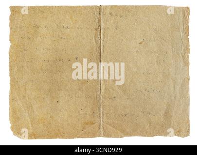blank spread of antique textured paper isolated on white background Stock Photo