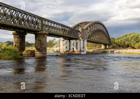 The impressive Victorian lattice ironwork of the Spey Viaduct, now part of the Speyside Way long-distance trail. Stock Photo