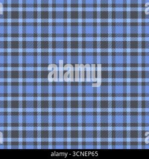 Retro check textile background, gentle plaid pattern texture. Platform seamless tartan vector fabric in blue and dark colors palette. Stock Vector
