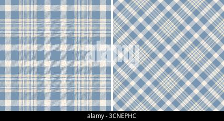 Two variations of a light blue and beige plaid design. Ideal for backgrounds, textiles, or adding a classic pattern to your project. Versatile and tim Stock Vector