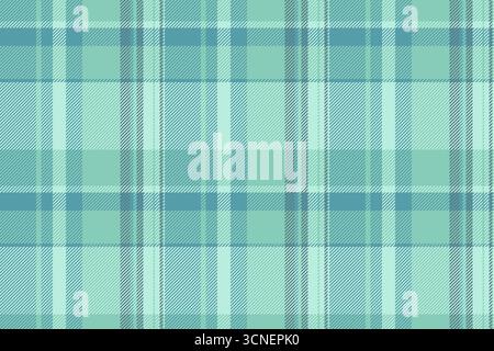 Halftone textile background fabric, gorgeous pattern check tartan. Hounds tooth plaid vector texture seamless in cyan and teal colors palette. Stock Vector