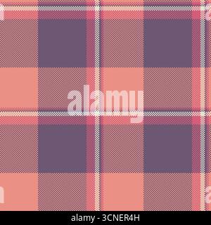 Detailed pixelated plaid pattern. Ideal for backgrounds, textiles, crafts or festive designs. Represents tradition, comfort and cozy, retro aesthetics Stock Vector