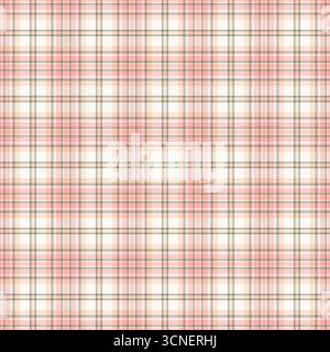 Long tartan fabric check, internet pattern textile plaid. Cell vector texture background seamless in sea shell and red colors palette. Stock Vector
