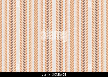 Delicate vector lines seamless, 1960s pattern texture stripe. Finish vertical textile fabric background in white and orange colors palette. Stock Vector