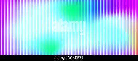 Ribbed fractal glass background with a smooth, stripe transition and neon gradient. Corrugated wave with a smooth texture, 1990s, 2000s. Vector illust Stock Vector