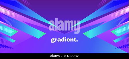 Abstract and Colorful Gradient Background with Geometric Shapes and Modern Design Elements. For Sports or Music Event Banner Design Stock Vector