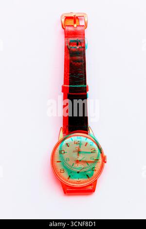 glitch effect on a wristwatch Stock Photo