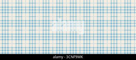 Light blue checkered vichy fabric pattern in kids style. Seamless gingham tartan vector background for textile, packaging, and summer picnic theme Stock Vector