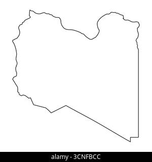 Simple Libya border silhouette for geography, education, and political design Stock Vector