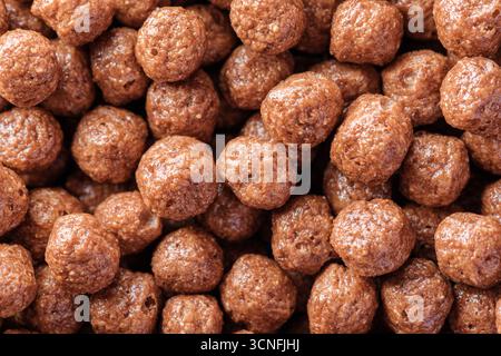 Chocolate flavored cereals. Macro shot Stock Photo