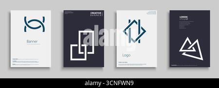 Collection of modern business covers, templates, backgrounds, placards, brochures, banners, flyers, magazines. Creative posters with symbols, logo for Stock Vector