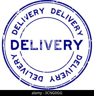 Grunge blue express word round rubber seal stamp on white background ...
