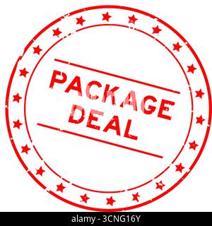Grunge red package deal word round rubber seal stamp on white background Stock Vector