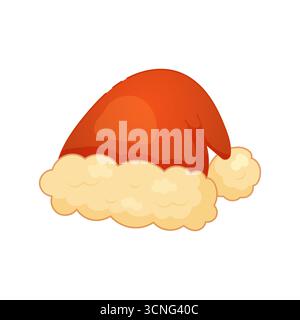 A red hat with a white pom pom on top. The hat is sitting on a white background Stock Vector